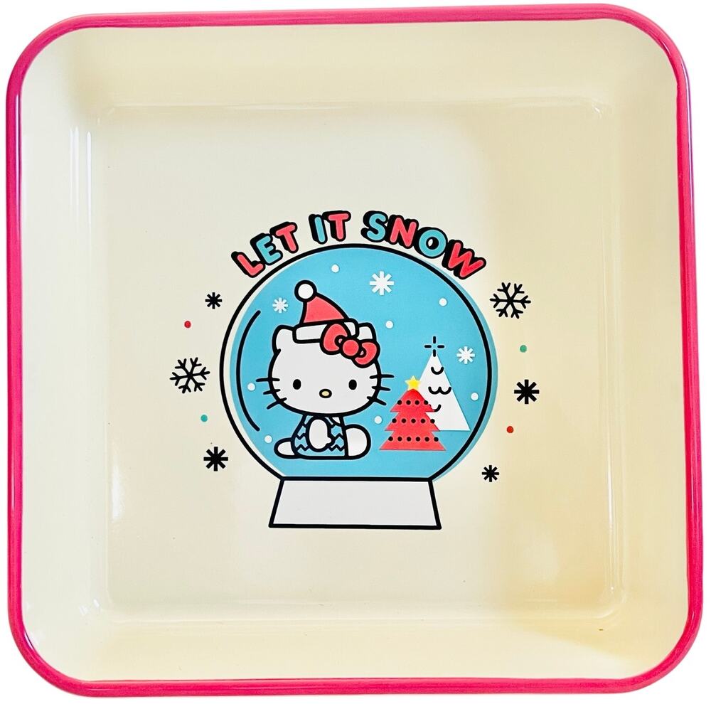 Hello Kitty Square Baking Pan 9" Christmas Let it Snow Ceramic Casserole